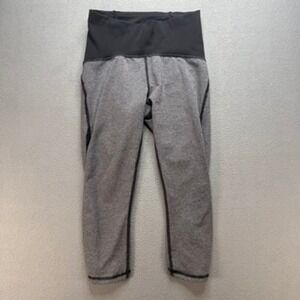 Lululemon Wunder Under Crop Leggings High Rise Slim 4 Gray Black Mesh Hem